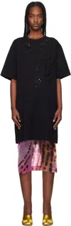 Dries Van Noten Black Embroidered Minidress In 900 Black
