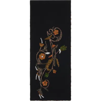 Dries Van Noten Black Embroidered Scarf