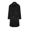 Dries Van Noten Oversized Double-breasted Coat With Peonia Print In Black