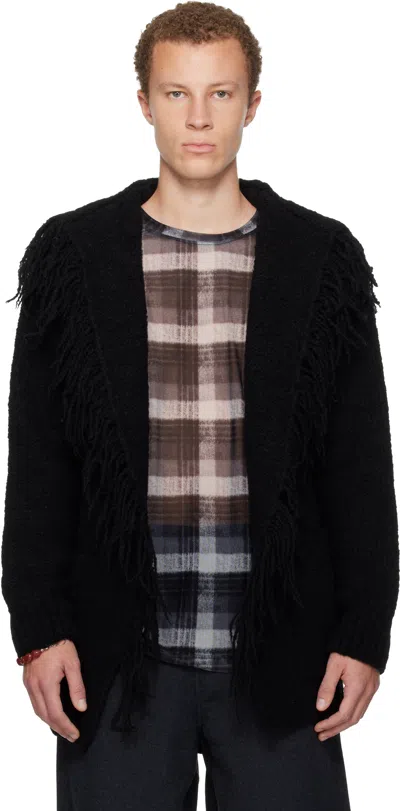 Dries Van Noten Black Fringed Cardigan