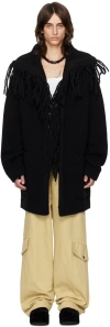 DRIES VAN NOTEN BLACK FRINGED CARDIGAN