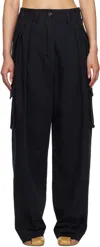 Dries Van Noten Black Gabardine Cargo Pants In 900 Black