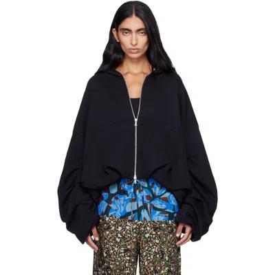 Dries Van Noten Hannett Tris Cropped Hoodie Cotton Jersey In Black