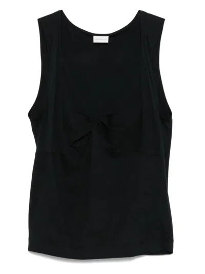 Dries Van Noten Backless Knot Detail Sleeveless V-neck Top In Black