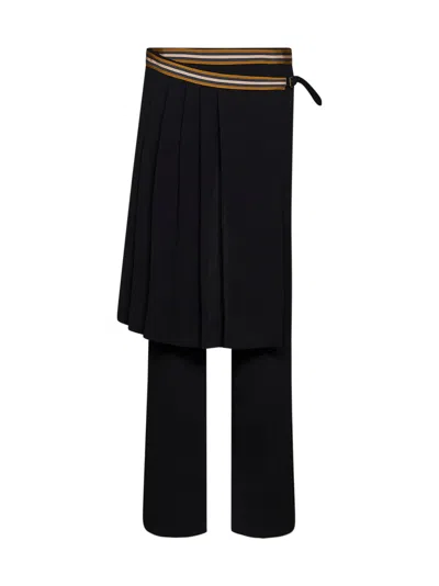 Dries Van Noten Black Heavyweight Crêpe Prestona Skirt Trousers In Multi