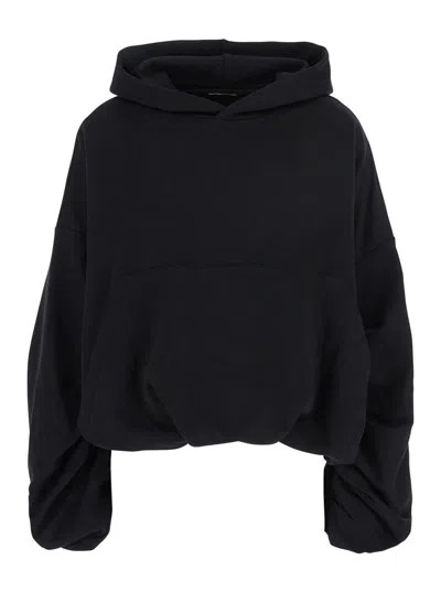 Dries Van Noten Black Hoodie With Puffed Sleeves In Cotton Woman In 900 Black