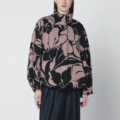 Dries Van Noten Jacket Floral Jacquard Texture Bold Print In Black