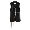 Dries Van Noten Sleeveless Wool Jacket With Contrasting Drawstring And Tailored Cut In Black