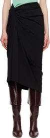 Dries Van Noten Black Knotted Jersey Midi Skirt In 900 Black