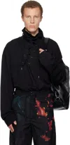 Dries Van Noten Black Lace-up Shirt In Black