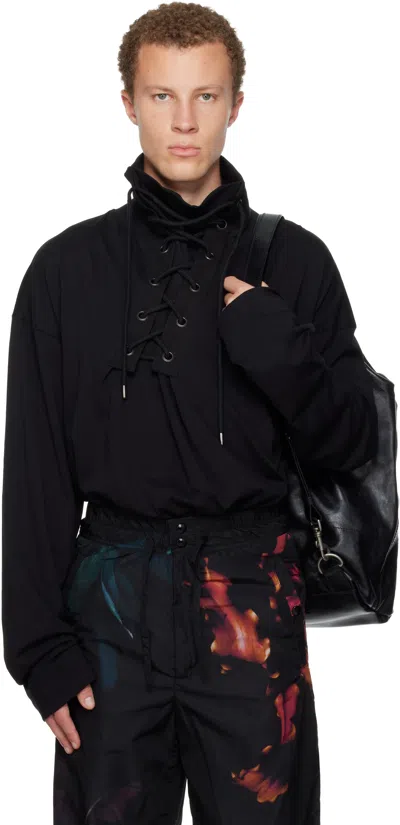 Dries Van Noten Black Lace-up Shirt