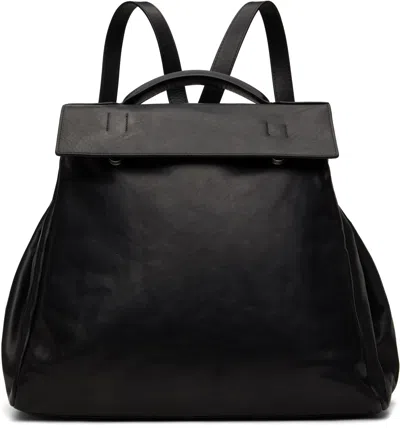 Dries Van Noten Black Leather Backpack In 900 Black