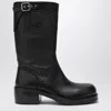 Dries Van Noten Black Leather Biker Boots In Black