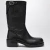 Dries Van Noten Black Leather Biker Boots In Black
