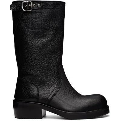 DRIES VAN NOTEN BLACK LEATHER BIKER BOOTS