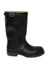 Dries Van Noten Mid-calf Leather Biker Boots Buckle In Black