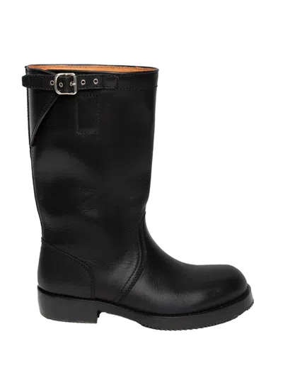 DRIES VAN NOTEN BLACK LEATHER BOOTS