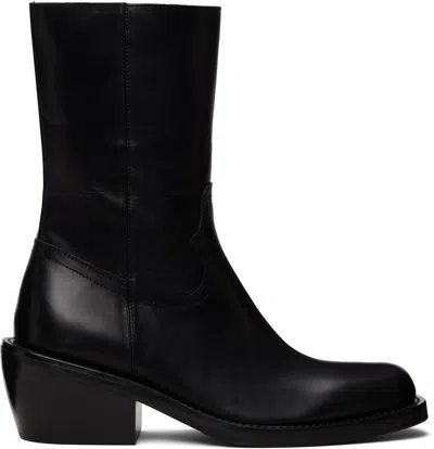 Dries Van Noten Black Leather Boots