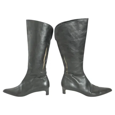 Pre-owned Dries Van Noten Black Leather Boots Eu 39, Paneled Design, Italy