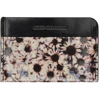 Dries Van Noten Black Leather Card Holder In Dessin A 975