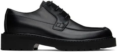 Dries Van Noten Moc-stitch Leather Derby Shoes In 900 Black