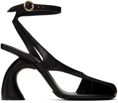Dries Van Noten Black Leather Heeled Sandals In 900 Black