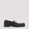 Dries Van Noten Squared Toe Black Leather Loafers With Embossed Stitching In Black