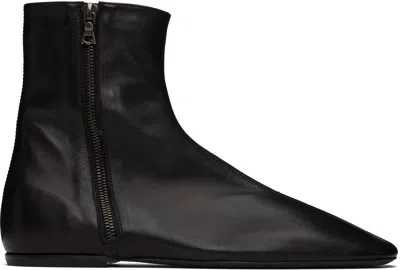 Dries Van Noten Black Leather Sock Boots