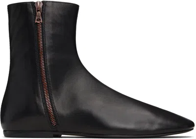 Dries Van Noten Black Leather Sock Boots