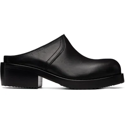 Dries Van Noten Black Leather Workwear Mule Loafers