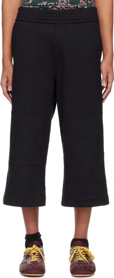 Dries Van Noten Black Loose Cotton Shorts In Blue