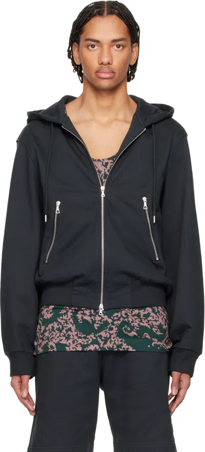 Dries Van Noten Black Loose Zipped Hoodie