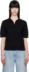 Dries Van Noten Black Merino Polo In 900 Black