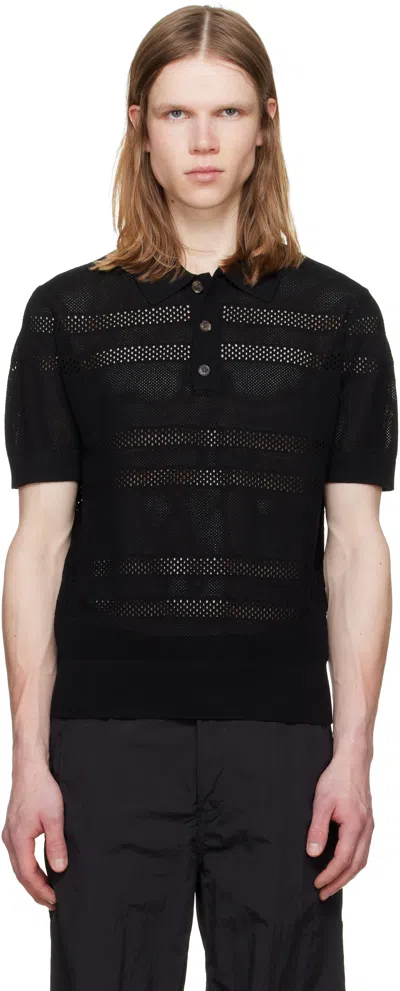 Dries Van Noten Black Mesh Polo