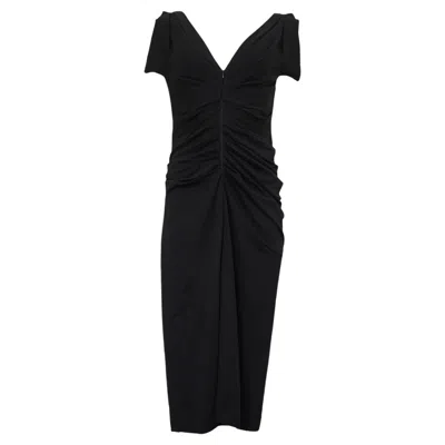 Pre-owned Dries Van Noten Black Midi Deep V Dress