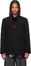 Dries Van Noten Black Notched Lapel Blazer In Black