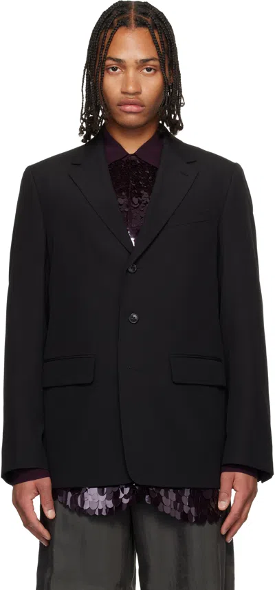 Dries Van Noten Black Notched Lapel Blazer