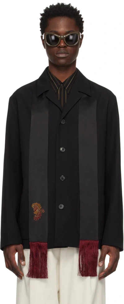 Dries Van Noten Black Notched Lapel Jacket In 900 Black