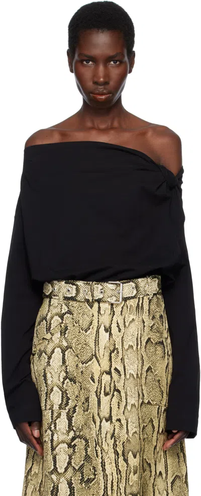 Dries Van Noten Black Off-shoulder Top In 900 Black