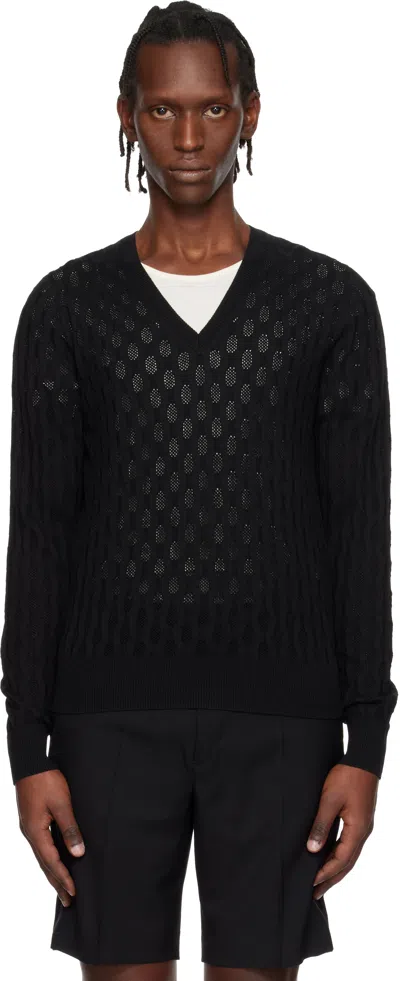 Dries Van Noten Black Open-knit Sweater