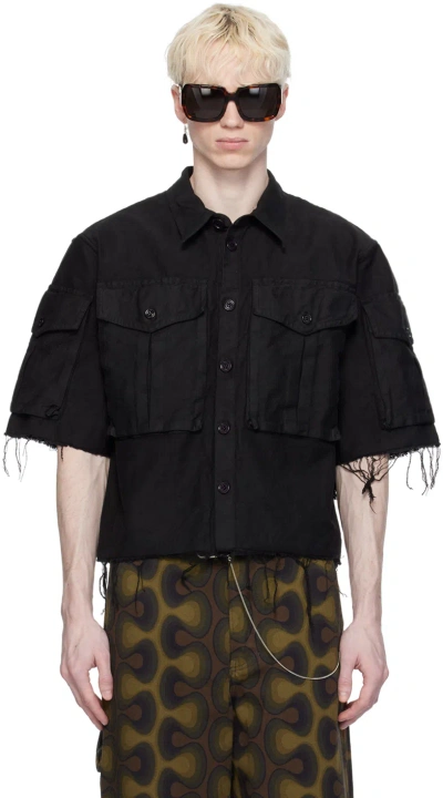 Dries Van Noten Black Overdyed Shirt In 900 Black