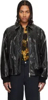 Dries Van Noten Black Padded Faux-leather Bomber Jacket In Black