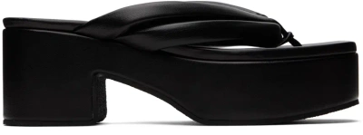 Dries Van Noten Black Padded Leather Heeled Sandals In 900 Black