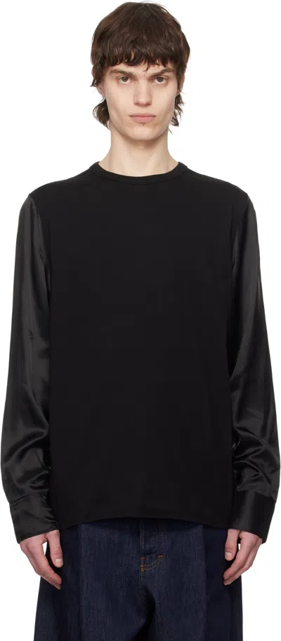 Dries Van Noten Black Paneled T-shirt In 900 Black
