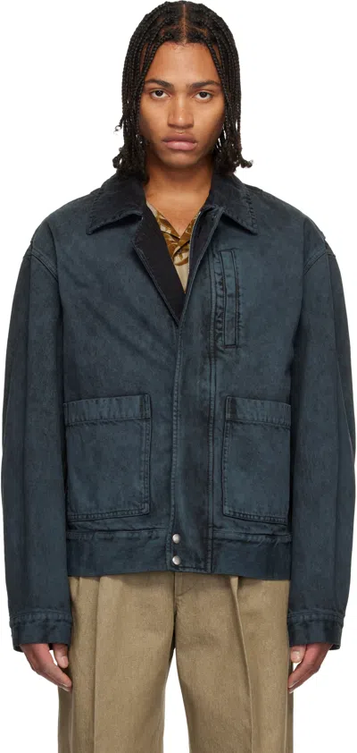 DRIES VAN NOTEN BLACK PATCH POCKET DENIM JACKET