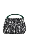 Dries Van Noten Small Pleated Jacquard With Resin Handle Bags In Black