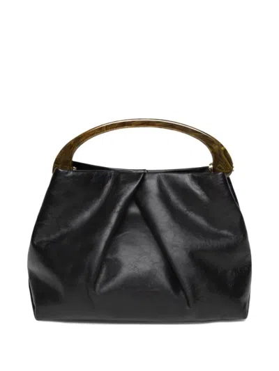 Dries Van Noten Black Pleated Bucket Bag