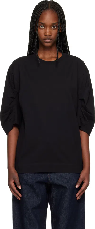 Dries Van Noten Black Pleated Sleeve T-shirt