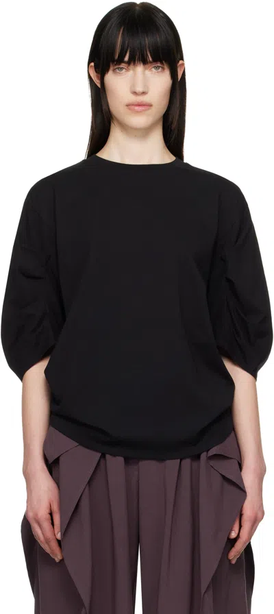 DRIES VAN NOTEN BLACK PLEATED T-SHIRT