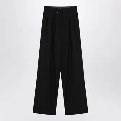 Dries Van Noten Black Pleated Wool Trousers